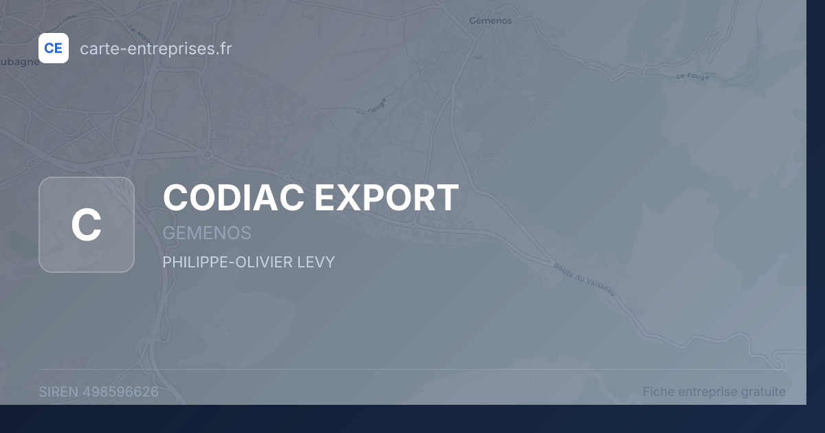 CODIAC EXPORT — 498596626 — fiche entreprise