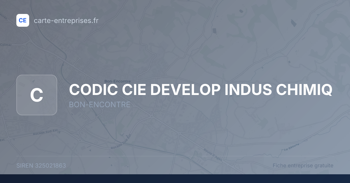CODIC CIE DEVELOP INDUS CHIMIQ — 325021863 — fiche entreprise