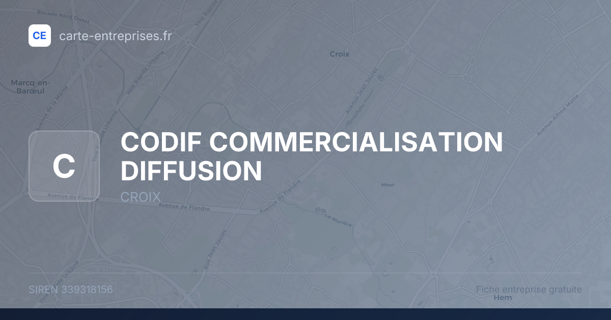 CODIF COMMERCIALISATION DIFFUSION — 339318156 — fiche entreprise