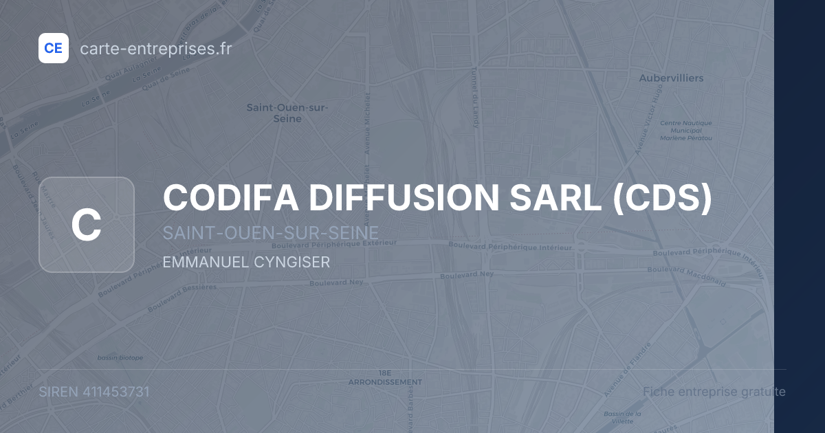 CODIFA DIFFUSION SARL (CDS) — 411453731 — fiche entreprise