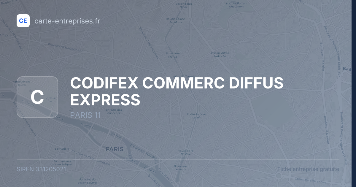 CODIFEX COMMERC DIFFUS EXPRESS — 331205021 — fiche entreprise