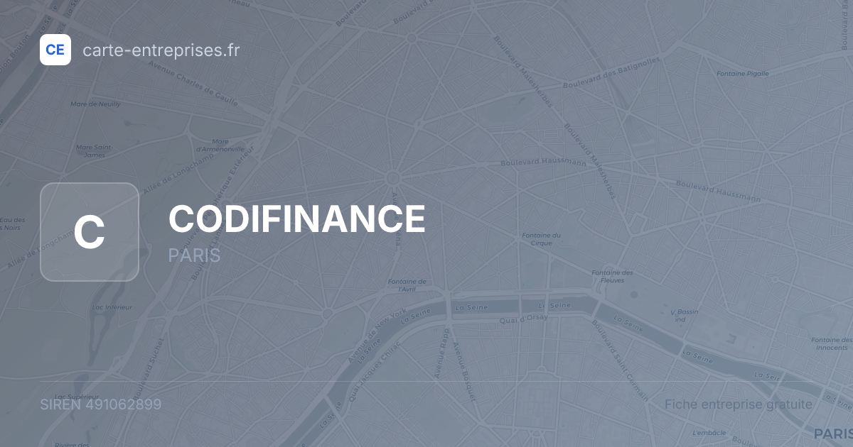 CODIFINANCE — 491062899 — fiche entreprise