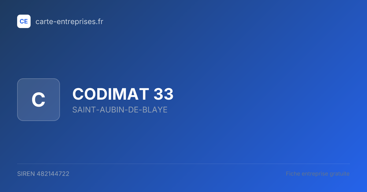 CODIMAT 33 — 482144722 — fiche entreprise