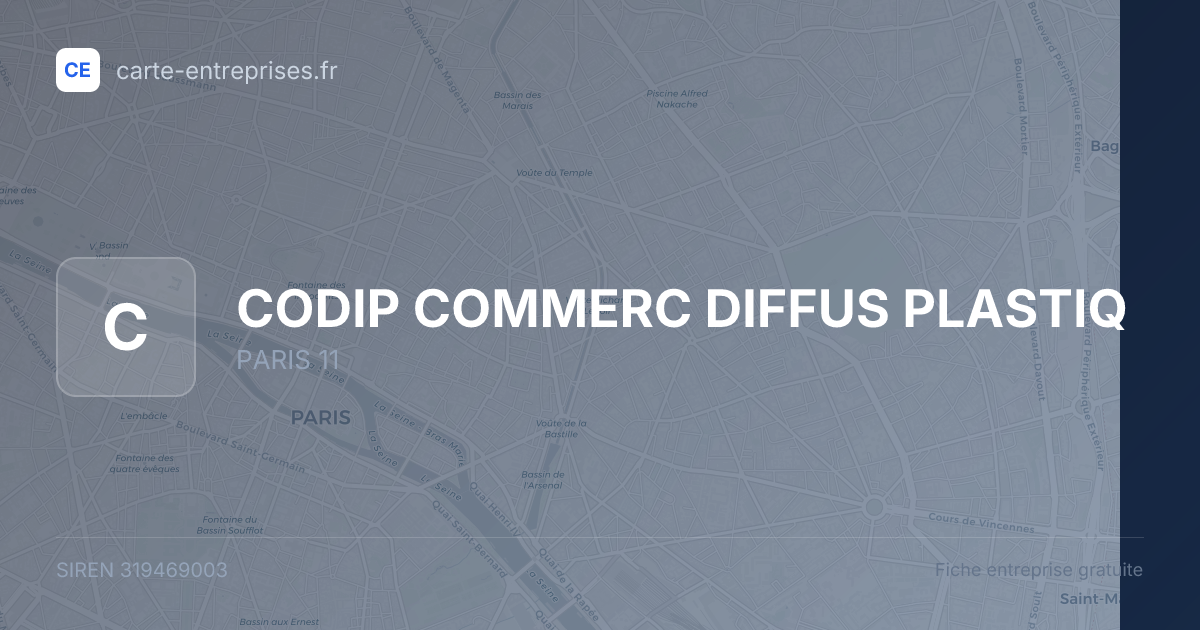 CODIP COMMERC DIFFUS PLASTIQ — 319469003 — fiche entreprise