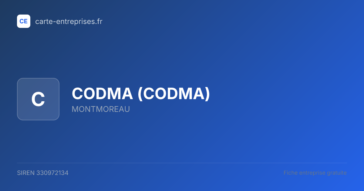 CODMA — 330972134 — fiche entreprise