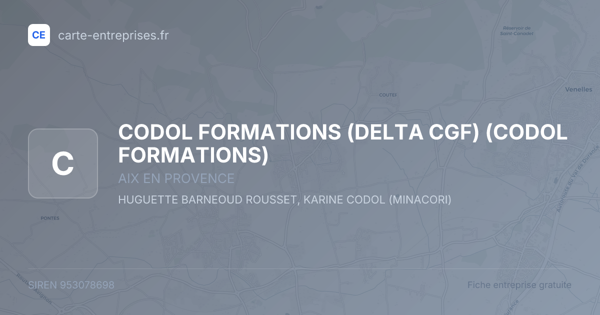CODOL FORMATIONS (DELTA CGF) (CODOL FORMATIONS) — 953078698 — fiche entreprise