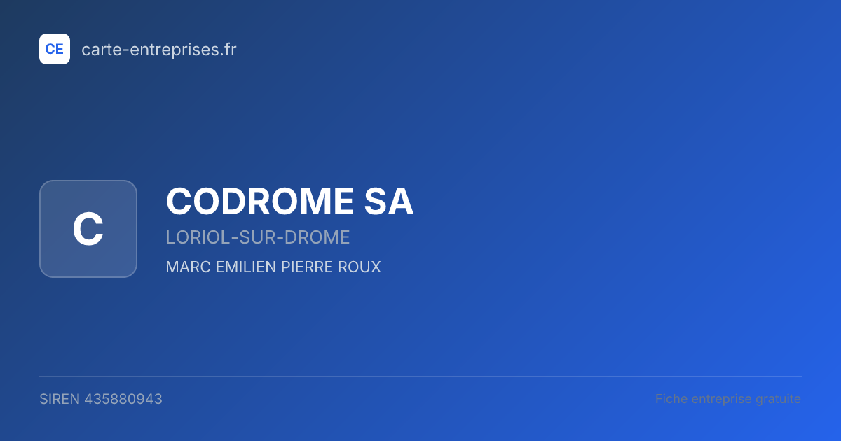 CODROME SA — 435880943 — fiche entreprise