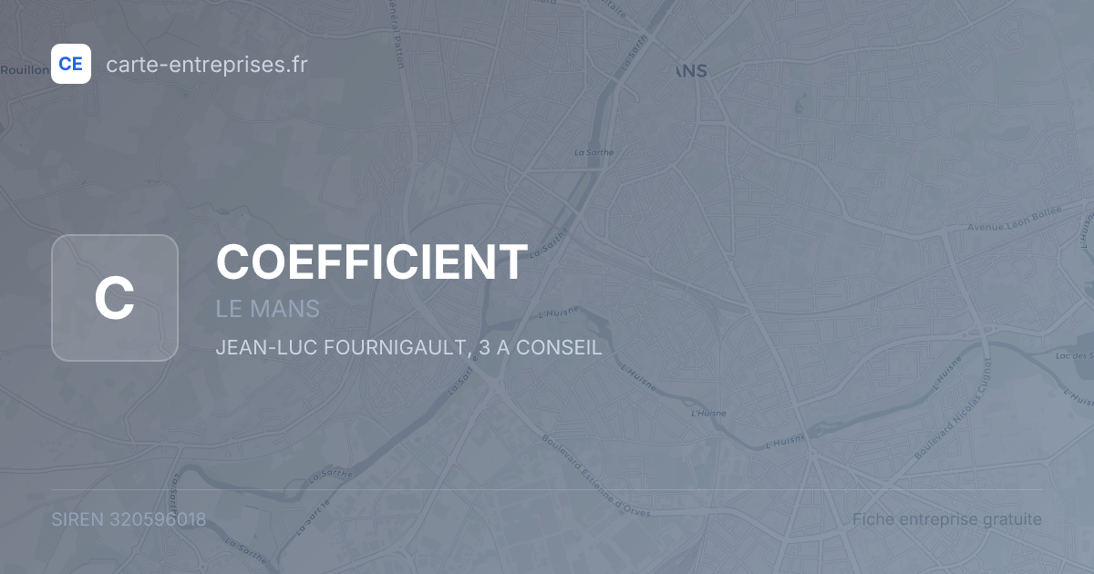 COEFFICIENT — 320596018 — fiche entreprise