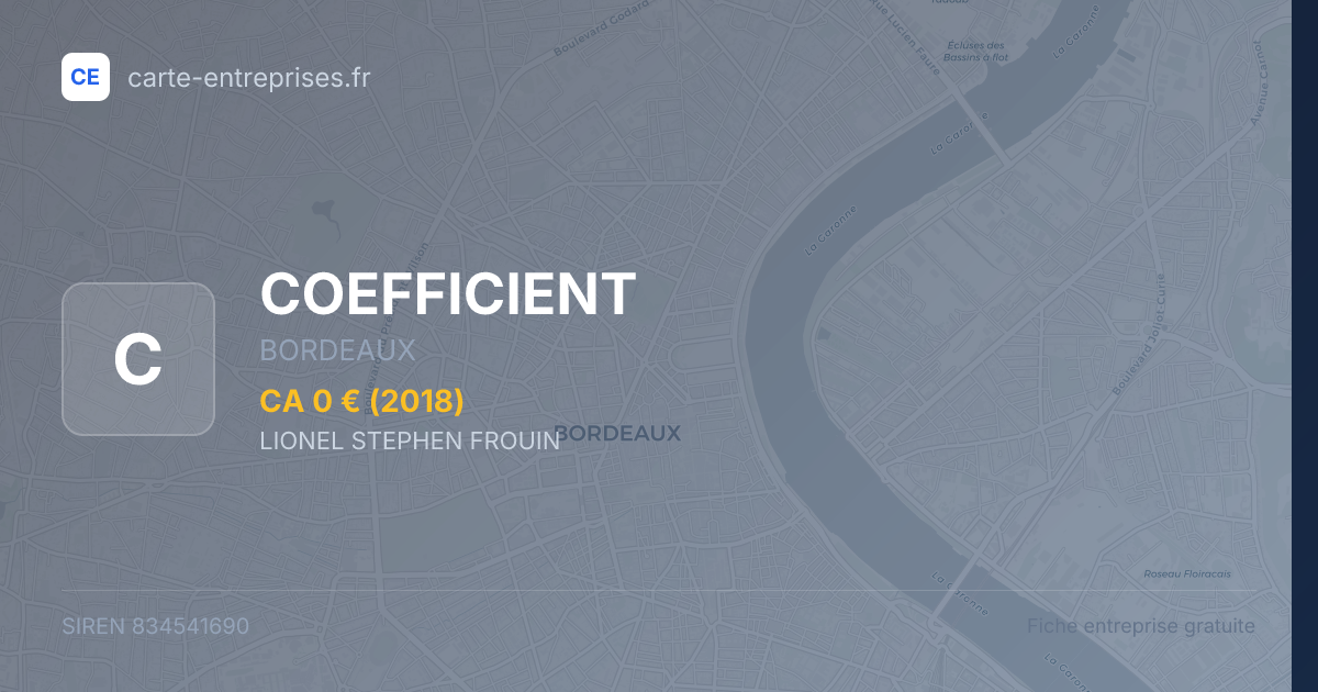 COEFFICIENT — 834541690 — fiche entreprise