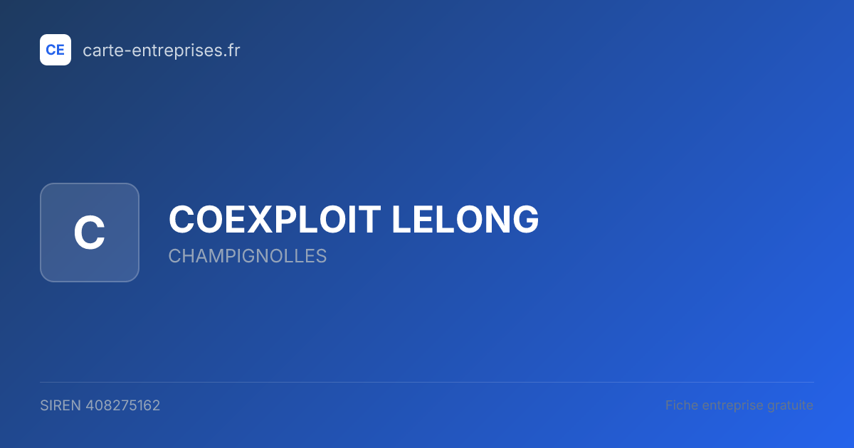 COEXPLOIT LELONG — 408275162 — fiche entreprise