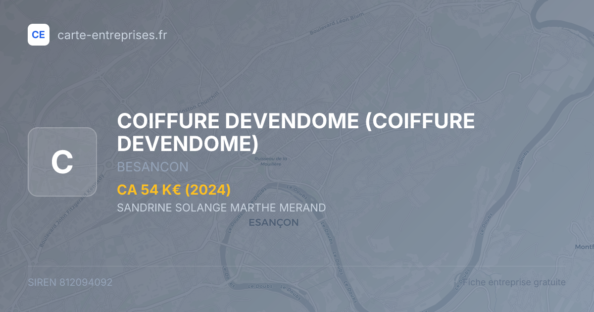 COIFFURE DEVENDOME — 812094092 — fiche entreprise