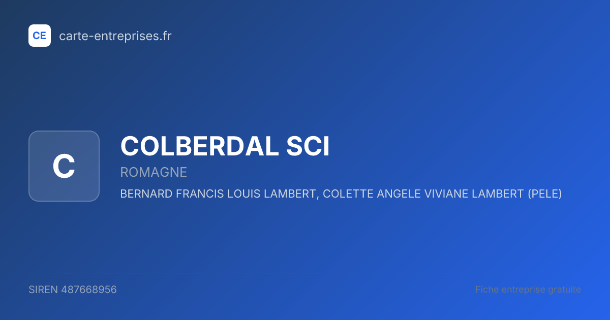 COLBERDAL SCI — 487668956 — fiche entreprise