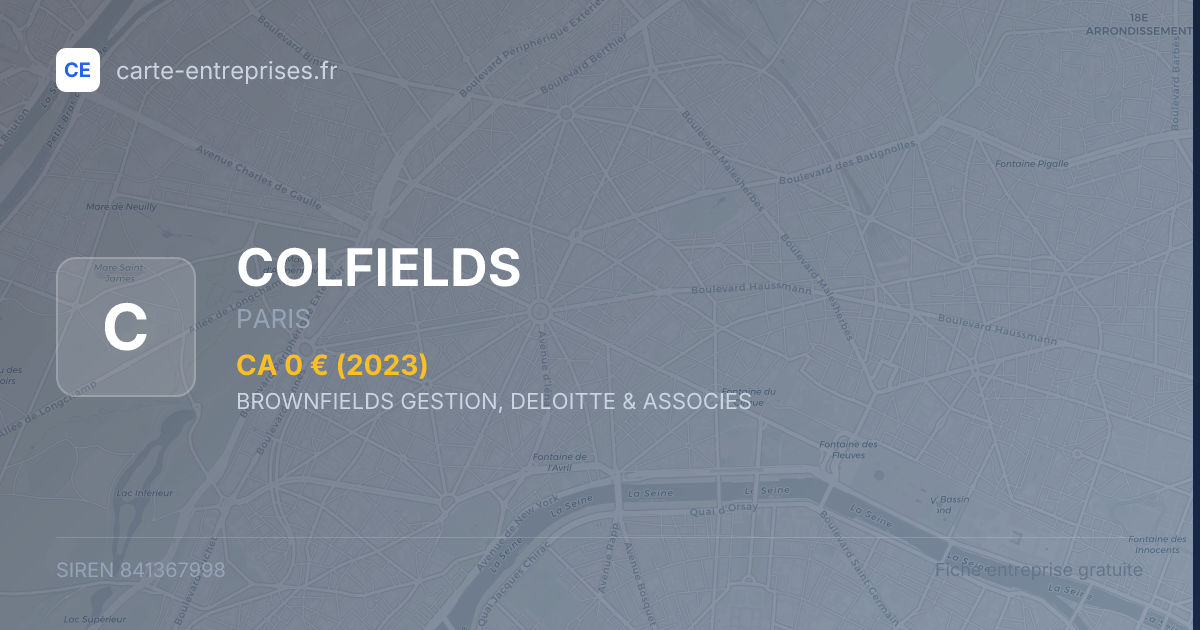 COLFIELDS — 841367998 — fiche entreprise