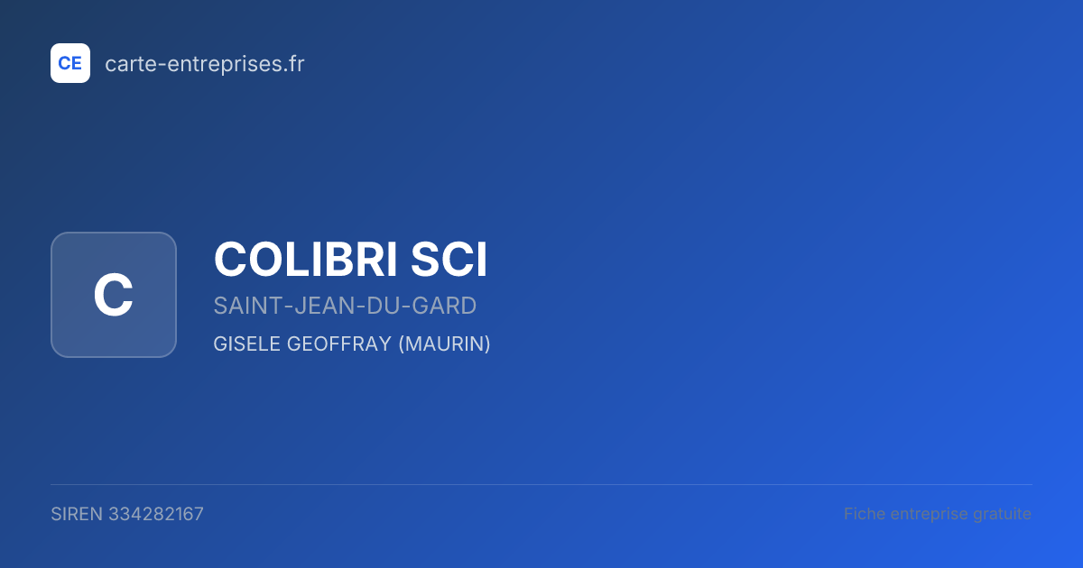 COLIBRI SCI — 334282167 — fiche entreprise