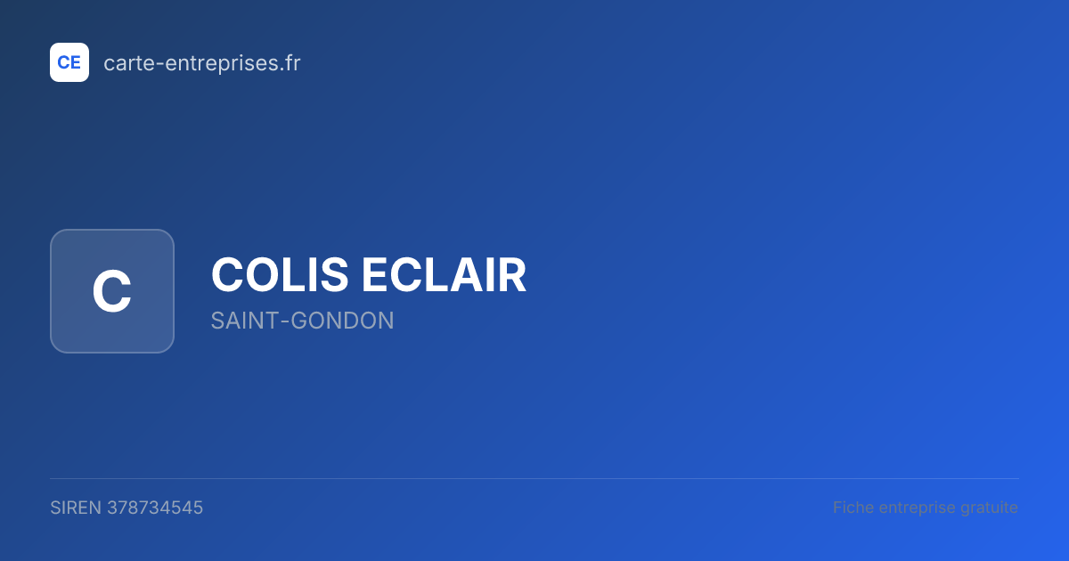 COLIS ECLAIR — 378734545 — fiche entreprise