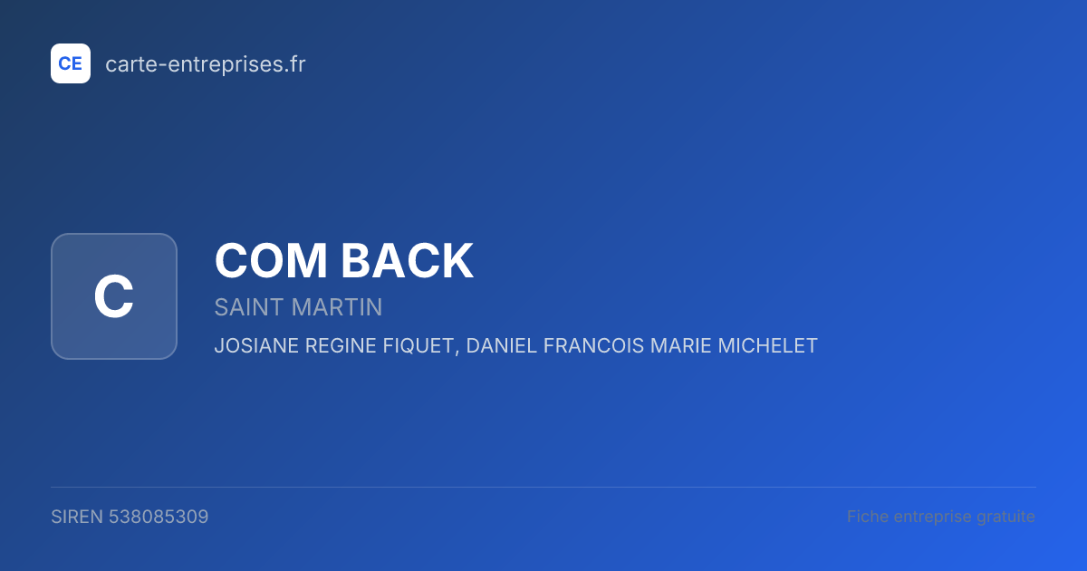 COM BACK — 538085309 — fiche entreprise
