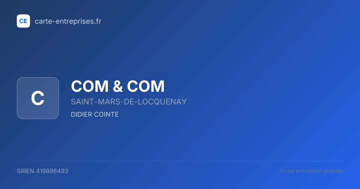 COM & COM — 419896493 — fiche entreprise