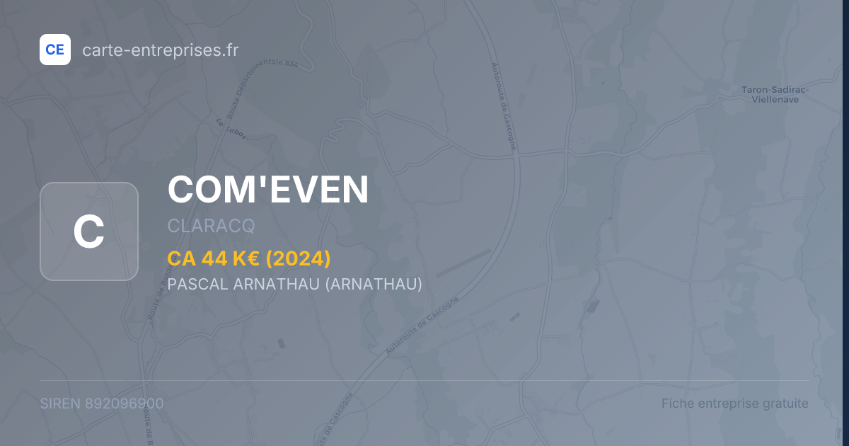 COM'EVEN — 892096900 — fiche entreprise