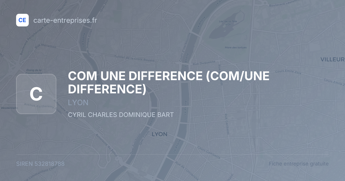 COM UNE DIFFERENCE (COM/UNE DIFFERENCE) — 532818788 — fiche entreprise