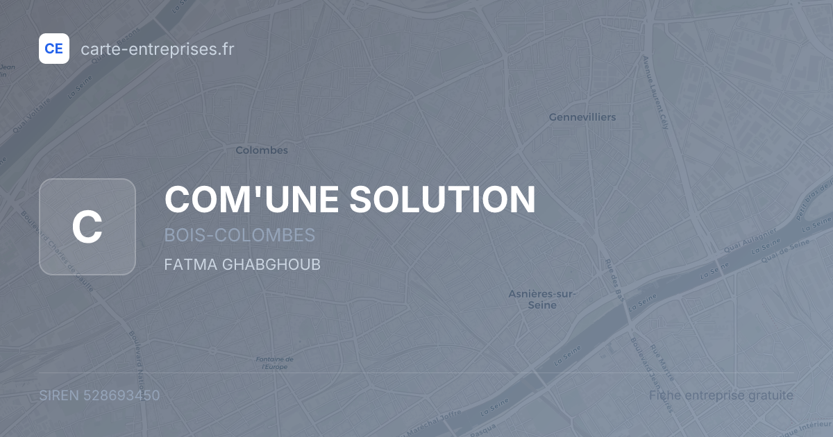 COM'UNE SOLUTION — 528693450 — fiche entreprise