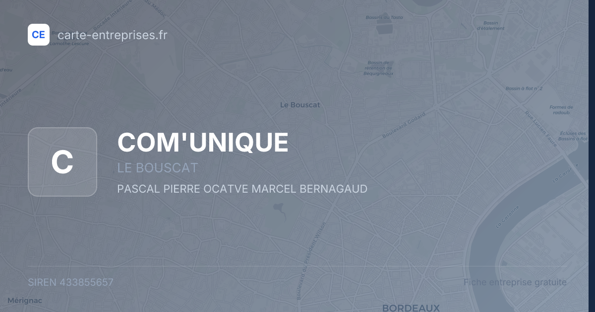 COM'UNIQUE — 433855657 — fiche entreprise