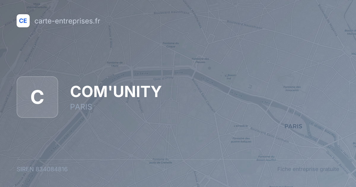 COM'UNITY — 834084816 — fiche entreprise