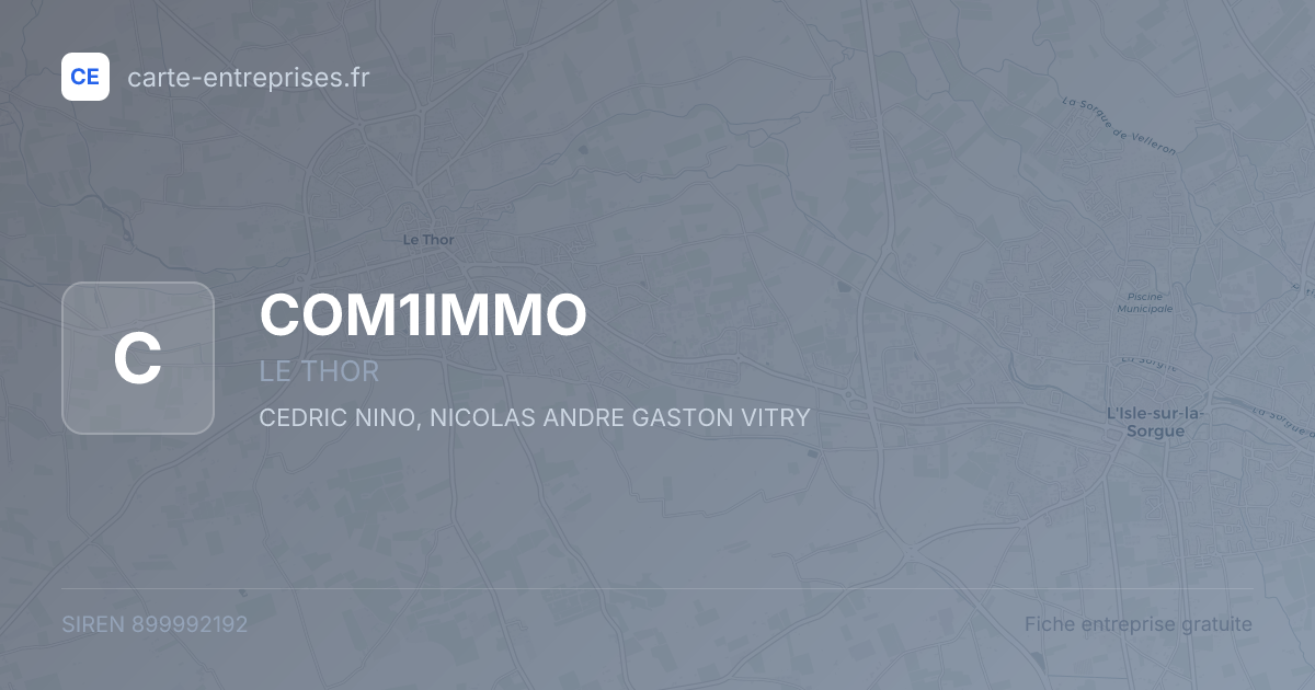 COM1IMMO — 899992192 — fiche entreprise