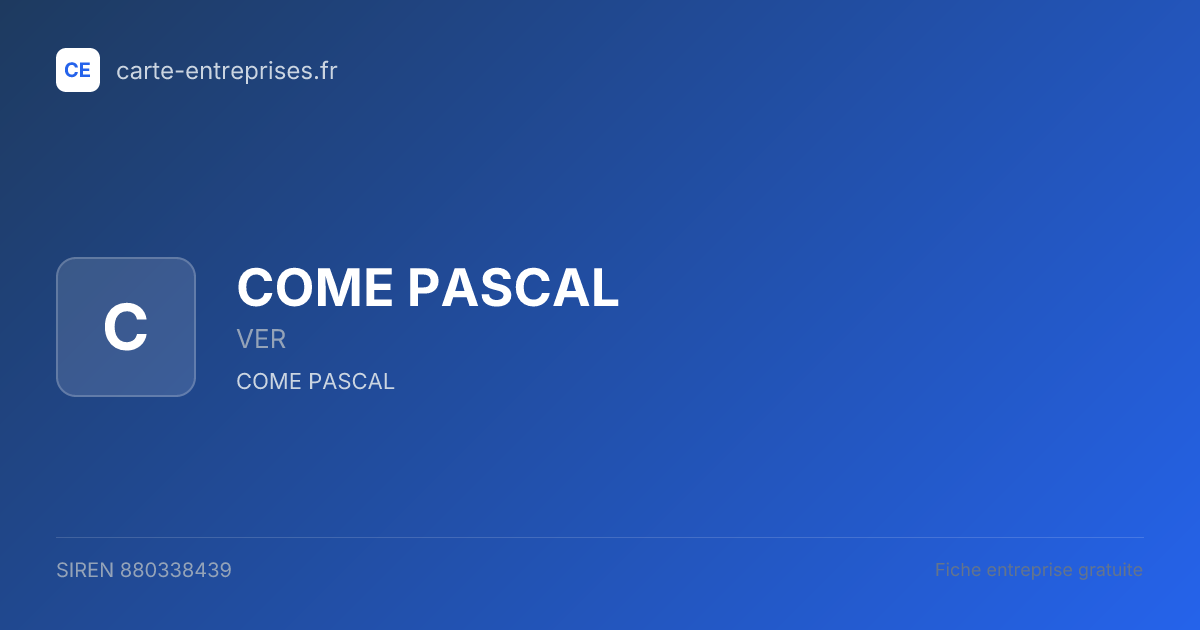COME PASCAL — 880338439 — fiche entreprise