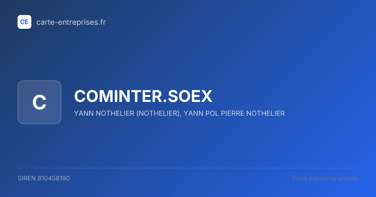 COMINTER.SOEX — 810458190 — fiche entreprise
