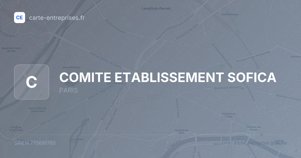 COMITE ETABLISSEMENT SOFICA — 775691785 — fiche entreprise
