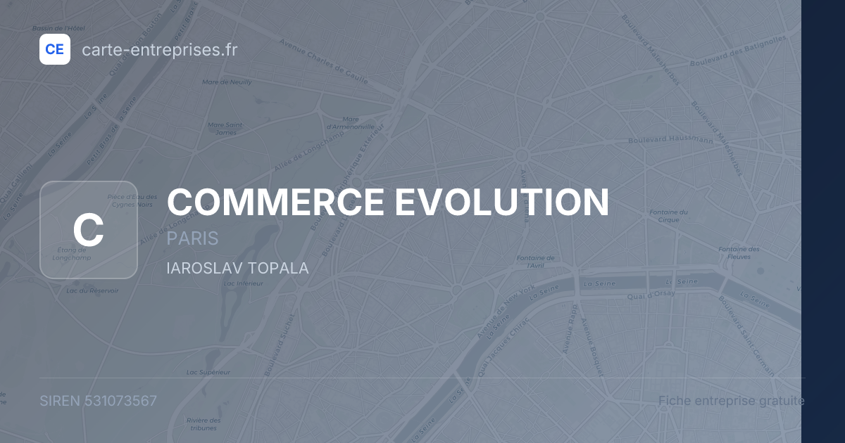 COMMERCE EVOLUTION — 531073567 — fiche entreprise