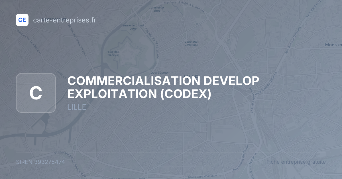 COMMERCIALISATION DEVELOP EXPLOITATION (CODEX) — 393275474 — fiche entreprise