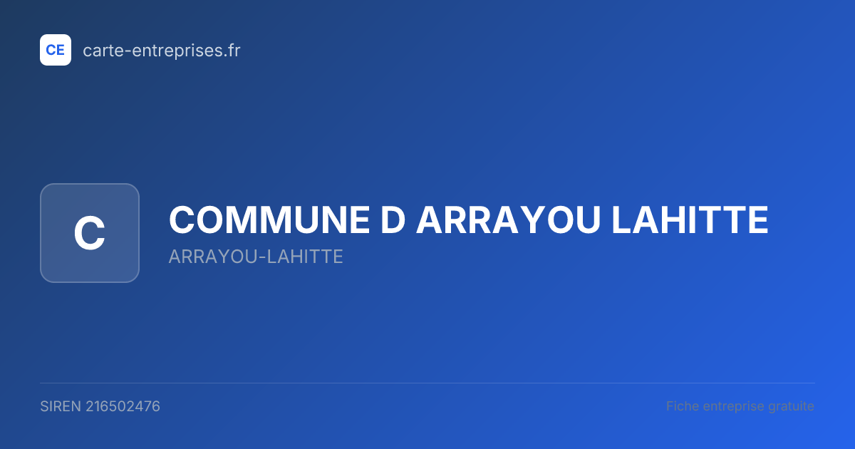 COMMUNE D ARRAYOU LAHITTE — 216502476 — fiche entreprise