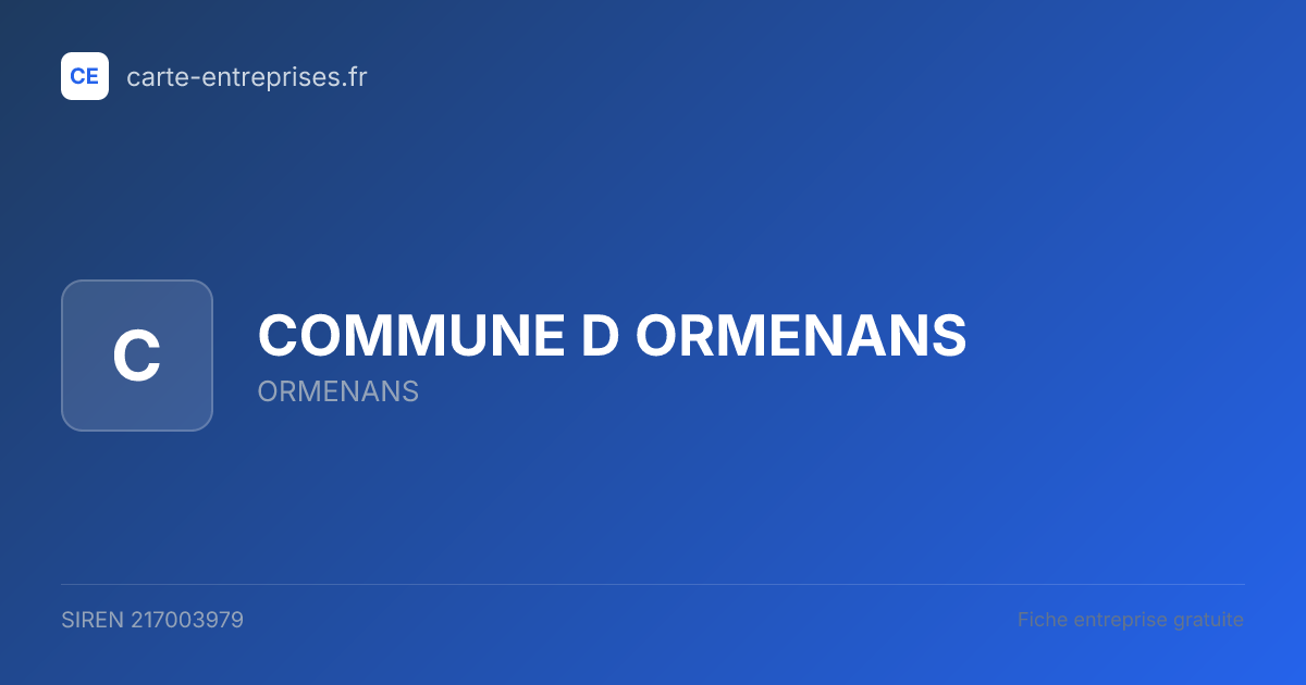 COMMUNE D ORMENANS — 217003979 — fiche entreprise