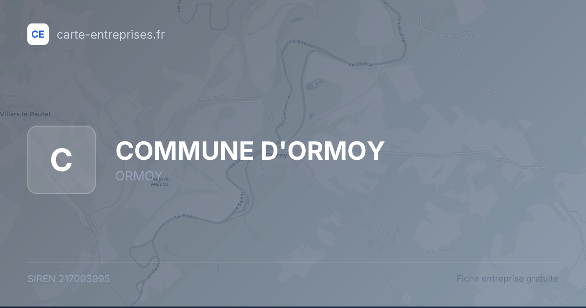 COMMUNE D'ORMOY — 217003995 — fiche entreprise