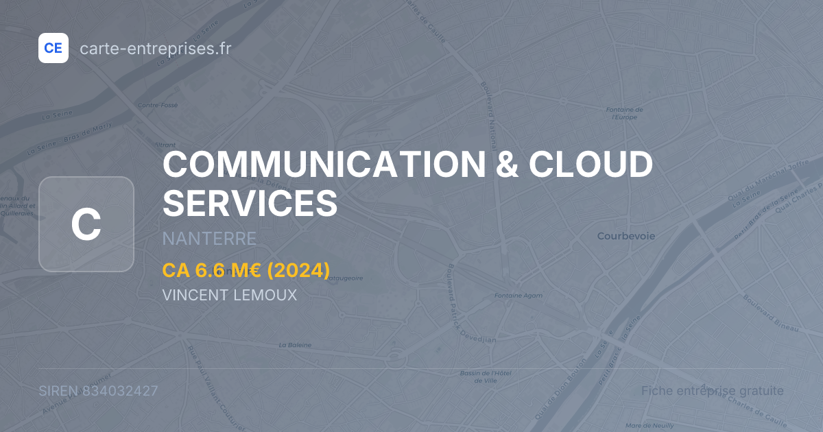 COMMUNICATION & CLOUD SERVICES — 834032427 — fiche entreprise