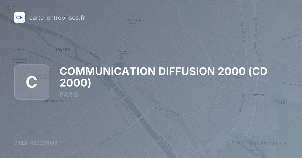 COMMUNICATION DIFFUSION 2000 (CD 2000) — 429201098 — fiche entreprise
