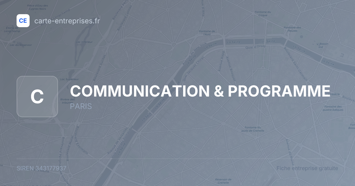 COMMUNICATION & PROGRAMME — 343177937 — fiche entreprise