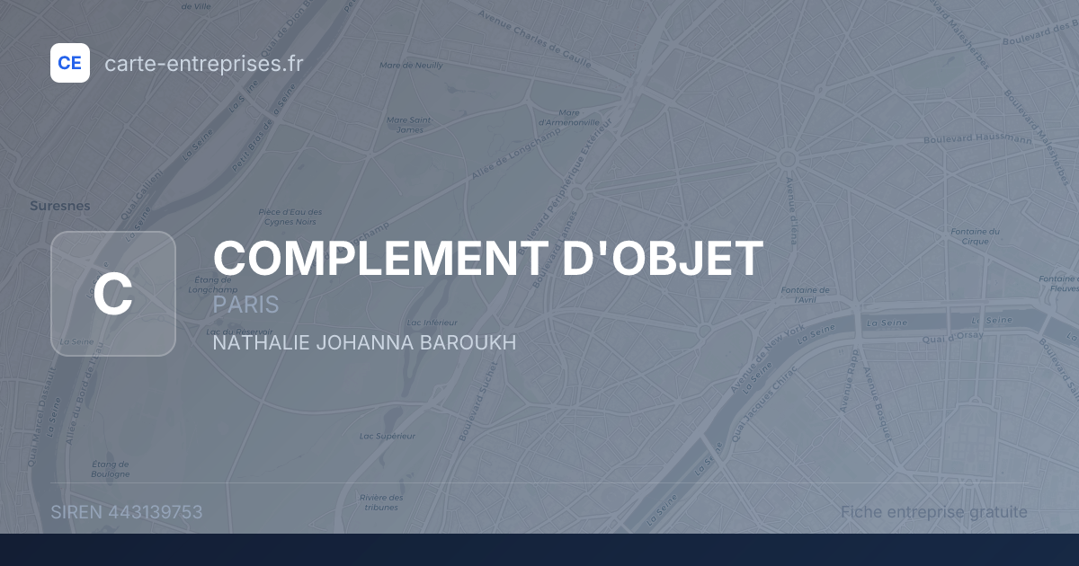COMPLEMENT D'OBJET — 443139753 — fiche entreprise