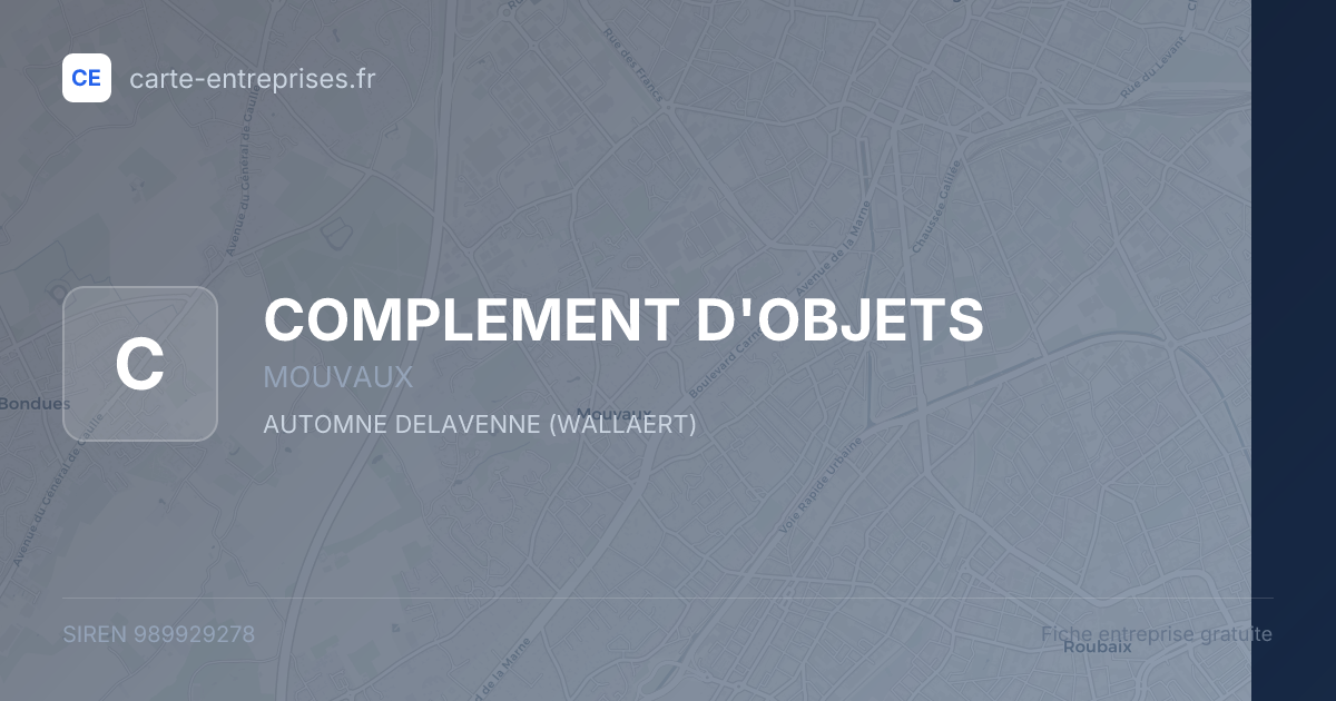 COMPLEMENT D'OBJETS — 989929278 — fiche entreprise