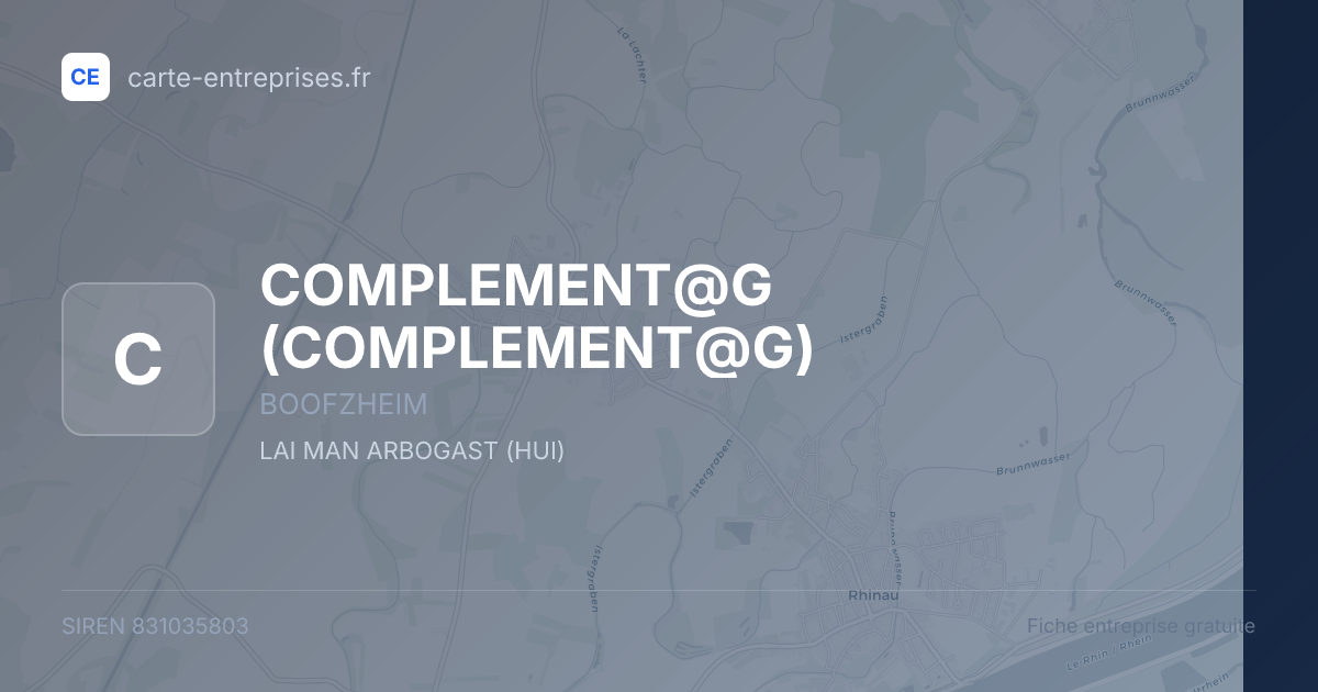 COMPLEMENT@G — 831035803 — fiche entreprise