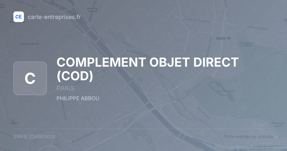 COMPLEMENT OBJET DIRECT (COD) — 334900628 — fiche entreprise