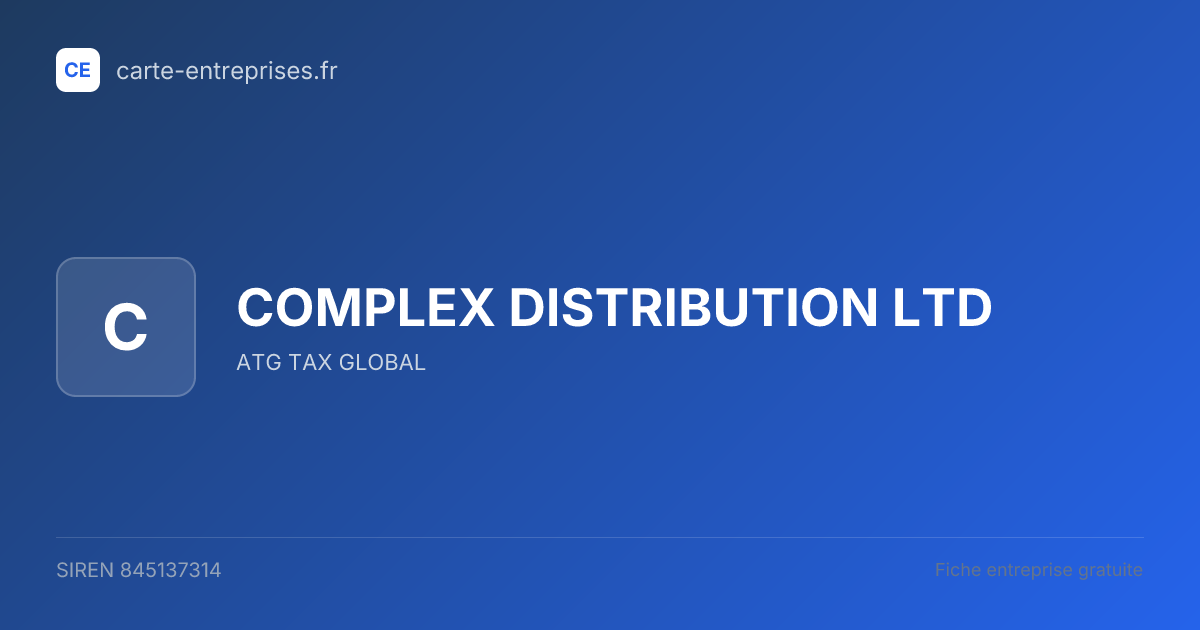 COMPLEX DISTRIBUTION LTD — 845137314 — fiche entreprise