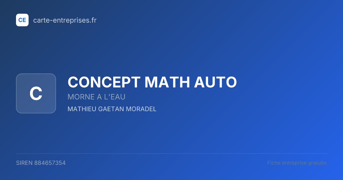 CONCEPT MATH AUTO — 884657354 — fiche entreprise