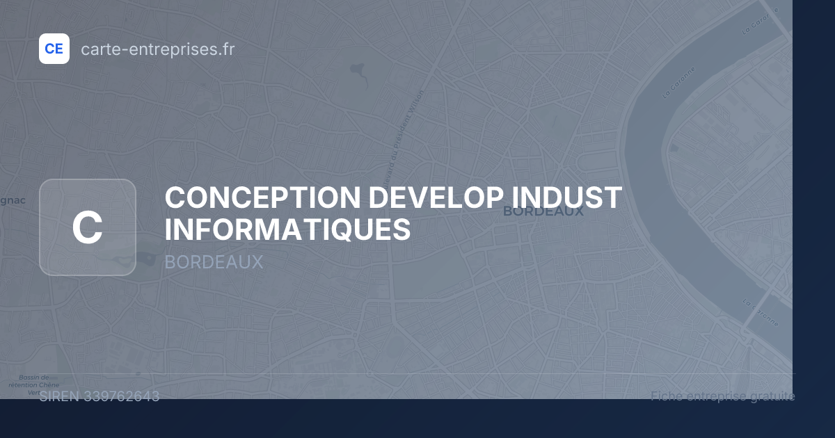 CONCEPTION DEVELOP INDUST INFORMATIQUES — 339762643 — fiche entreprise