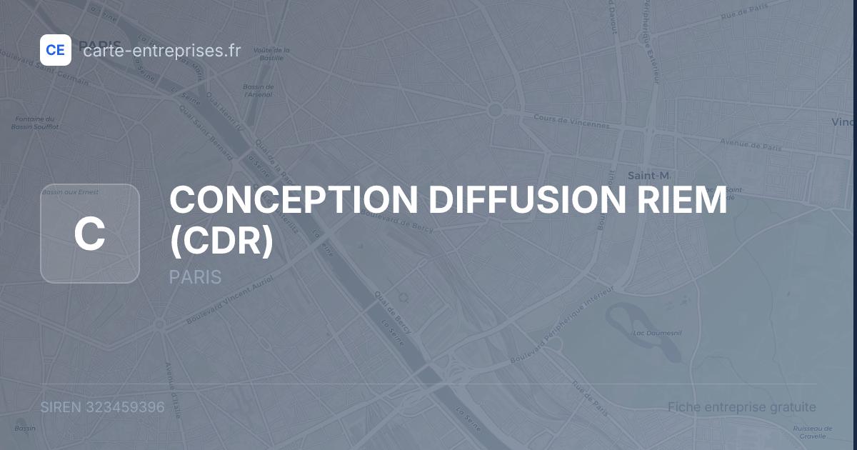 CONCEPTION DIFFUSION RIEM (CDR) — 323459396 — fiche entreprise