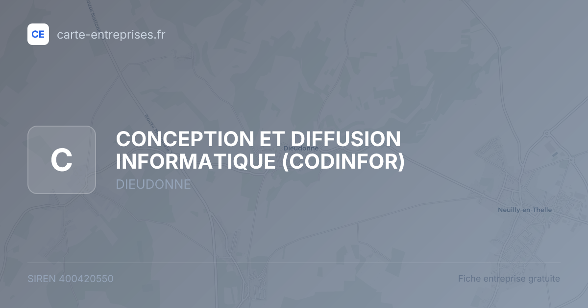 CONCEPTION ET DIFFUSION INFORMATIQUE (CODINFOR) — 400420550 — fiche entreprise