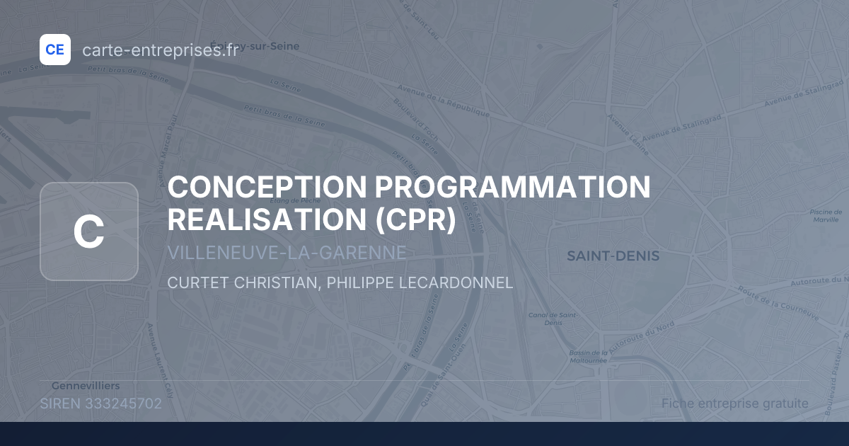 CONCEPTION PROGRAMMATION REALISATION (CPR) — 333245702 — fiche entreprise