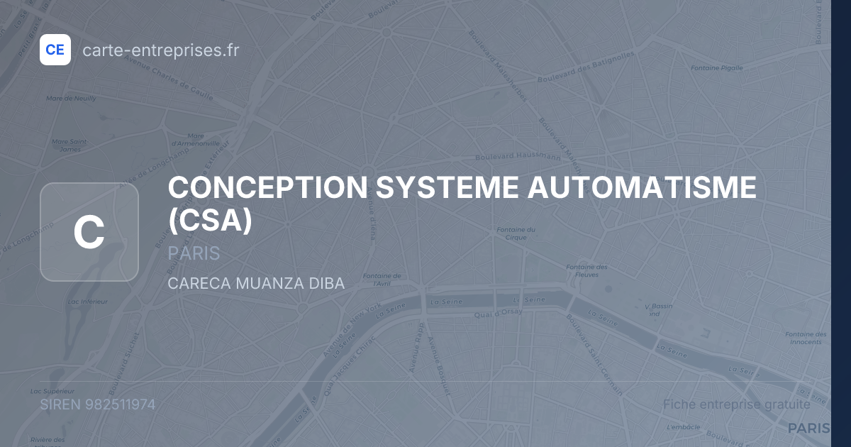 CONCEPTION SYSTEME AUTOMATISME (CSA) — 982511974 — fiche entreprise