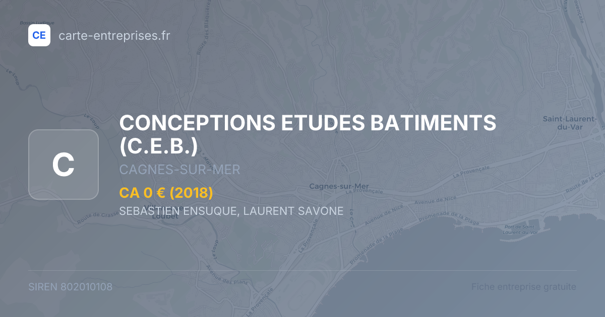 CONCEPTIONS ETUDES BATIMENTS (C.E.B.) — 802010108 — fiche entreprise